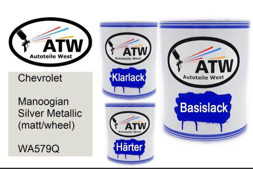Chevrolet, Manoogian Silver Metallic (matt/wheel), WA579Q: 1L Lackdose + 1L Klarlack + 500ml Härter - Set, von ATW Autoteile West.